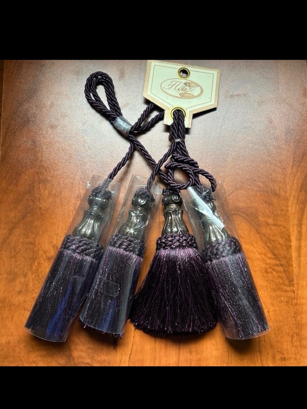 India House SurachiChairtie Aubergine, Deep Purple Tassels 38” L